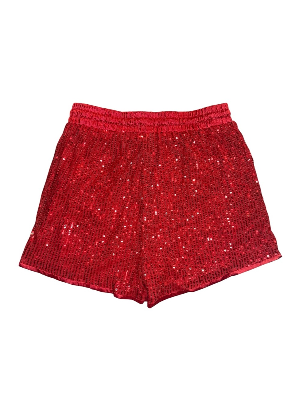 Small Red Sequin Sparkle Women's Shorts Costume Vegas Taylor Swift Going Out - Picture 2 of 8